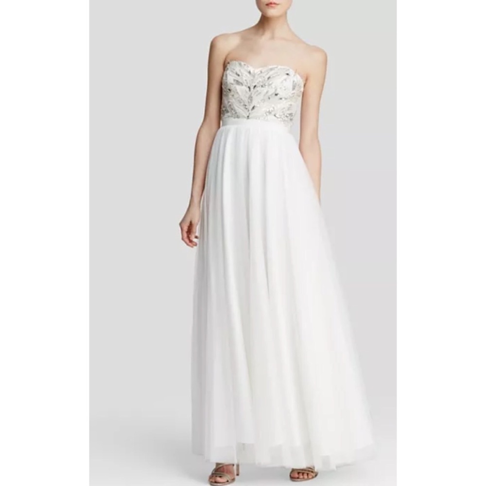 Aidan Mattox strapless Art Deco beaded bodice gown